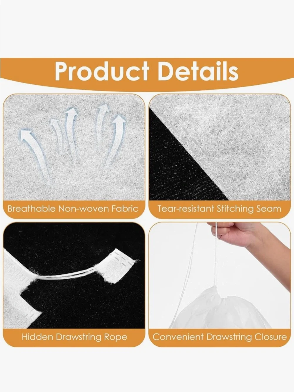 Set of 10 Storage Dust Bags for Handbag Protection, Breathable Non Woven Fabric - Picture 4 of 4